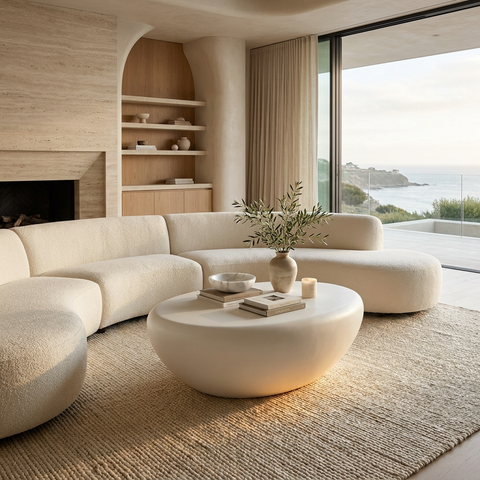 Corvo Small White Concrete Coffee Table - Sunpan
