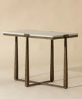 Cowell White Marble and Antique Brass End Table -2