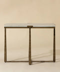 Cowell White Marble and Antique Brass End Table -3