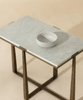Cowell White Marble and Antique Brass End Table -4