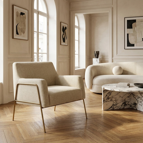 Cybil Cream Fabric Accent Chair 