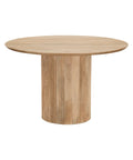 Cylinder Solid Mango Wood Round Dining Table-1