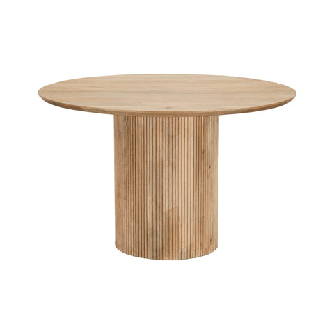 Cylinder Solid Mango Wood Round Dining Table-1