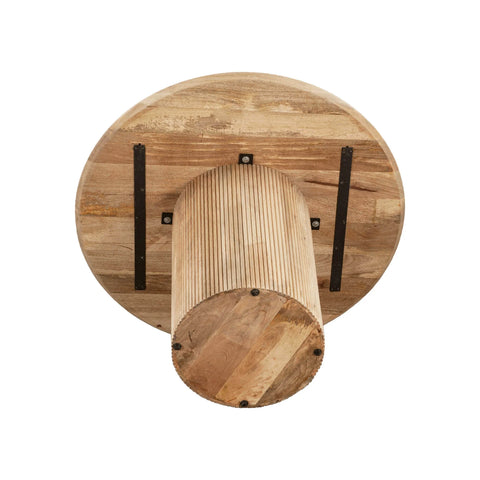 Cylinder Solid Mango Wood Round Dining Table-5