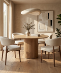 Cylinder Solid Mango Wood Round Dining Table