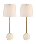 Davide Cream Travertine-Look Table Lamp Set of 2 -1