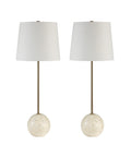 Davide Cream Travertine-Look Table Lamp Set of 2 -3