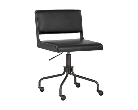 Davis Onyx Faux Leather Swivel Office Chair-1