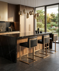 Dean Black Modern Leather Counter Stool 