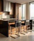 Dean Black Modern Leather Counter Stool 