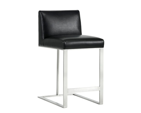 Dean Black Modern Leather Counter Stool -1