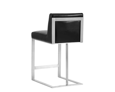 Dean Black Modern Leather Counter Stool -2