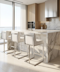 Dean White Modern Leather Counter Stool 