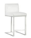 Dean White Modern Leather Counter Stool -1