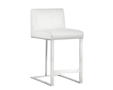 Dean White Modern Leather Counter Stool -1