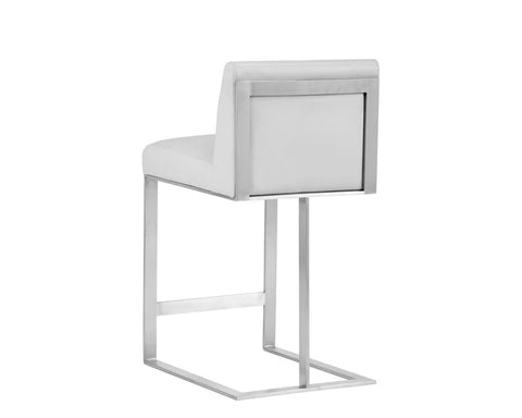 Dean White Modern Leather Counter Stool -2