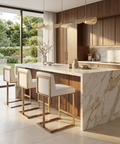 Dean White Modern Leather Counter Stool - Sunpan