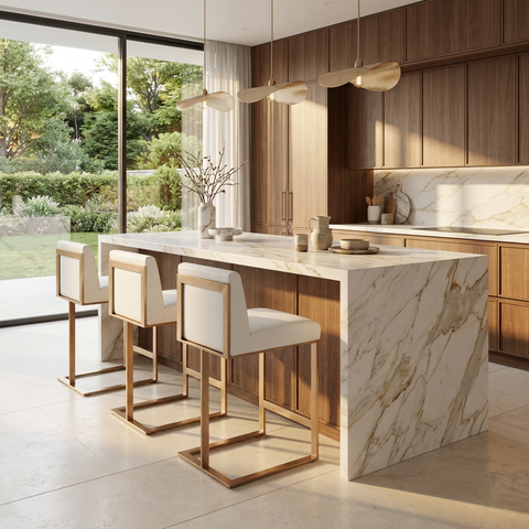 Dean White Modern Leather Counter Stool - Sunpan