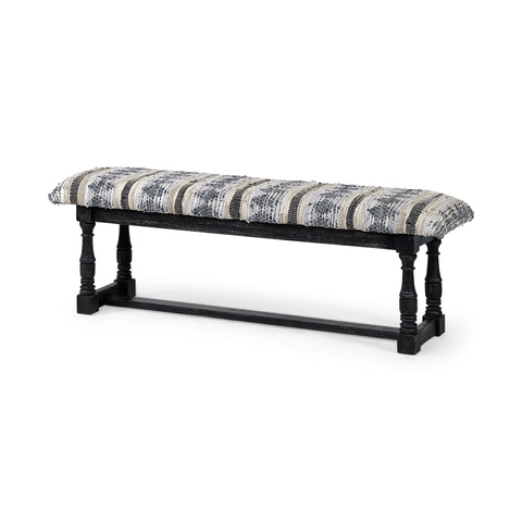 Denison II Black & Beige Woven Leather Bench-1