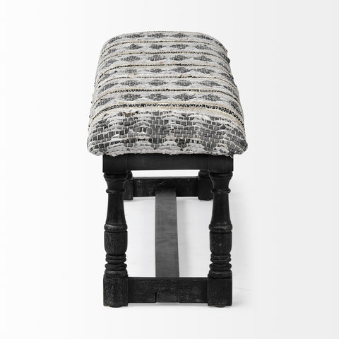 Denison II Black & Beige Woven Leather Bench-2