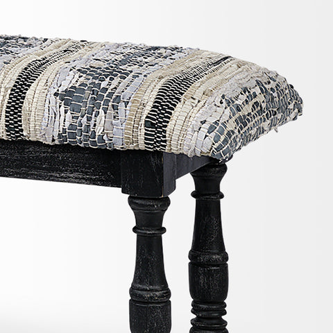 Denison II Black & Beige Woven Leather Bench-4