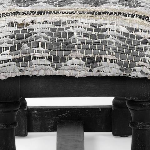 Denison II Black & Beige Woven Leather Bench-5
