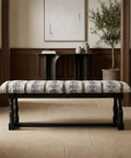 Denison II Black & Beige Woven Leather Bench
