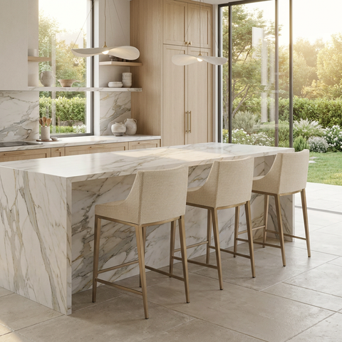 Dionne Oatmeal Modern Upholstered Counter Stool