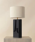 Dirsan Textured Black Plaster Table Lamp-1