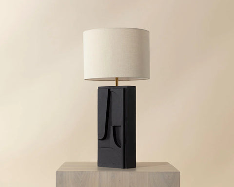 Dirsan Textured Black Plaster Table Lamp-1
