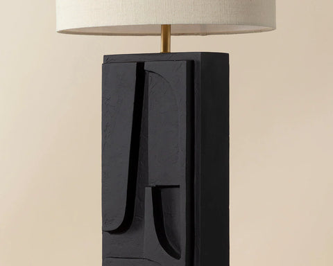 Dirsan Textured Black Plaster Table Lamp-3
