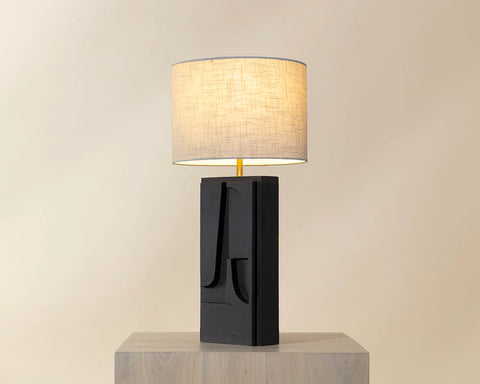Dirsan Textured Black Plaster Table Lamp-4
