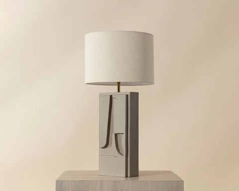 Dirsan Textured Taupe Plaster Table Lamp -1