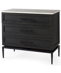 Divina Black-Brown Marble-Top Accent Cabinet-1