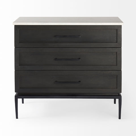 Divina Black-Brown Marble-Top Accent Cabinet-2