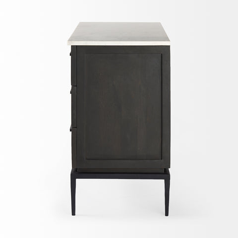 Divina Black-Brown Marble-Top Accent Cabinet-3