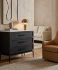Divina Black-Brown Marble-Top Accent Cabinet