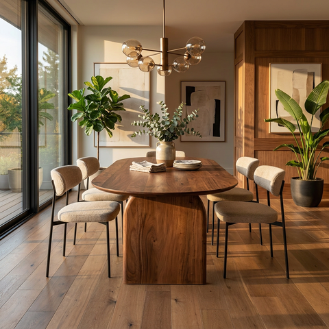 Domingo Solid Acacia Walnut Dining Table