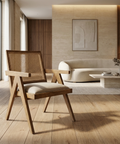 Donna Beige Fabric Cane Back Accent Chair 