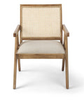 Donna Beige Fabric Cane Back Accent Chair -1