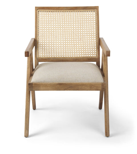 Donna Beige Fabric Cane Back Accent Chair -1