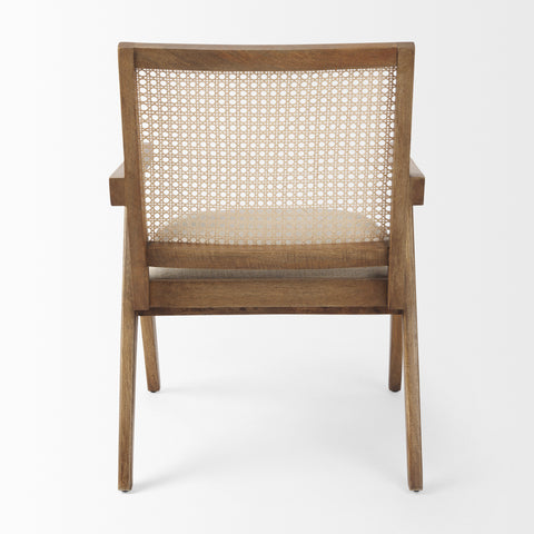 Donna Beige Fabric Cane Back Accent Chair -3