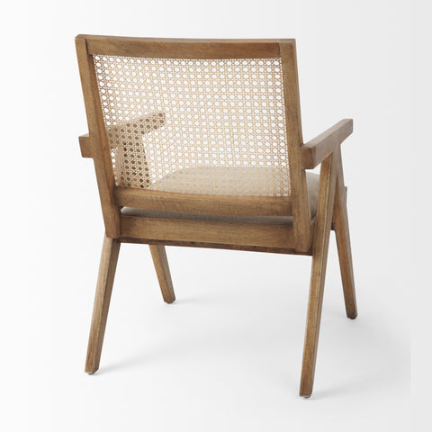 Donna Beige Fabric Cane Back Accent Chair -4