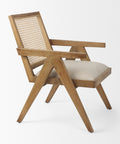 Donna Beige Fabric Cane Back Accent Chair -5