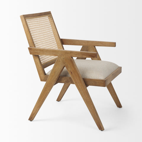 Donna Beige Fabric Cane Back Accent Chair -5