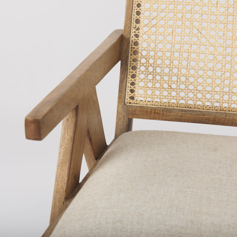 Donna Beige Fabric Cane Back Accent Chair -6
