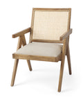 Donna Beige Fabric Cane Back Accent Chair -7