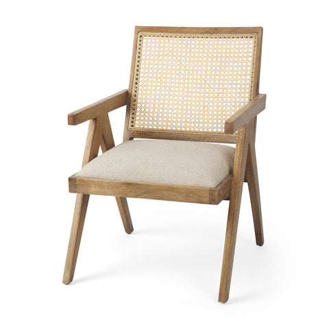 Donna Beige Fabric Cane Back Accent Chair -7