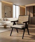 Donna Black Wood Cane Back Accent Chair 