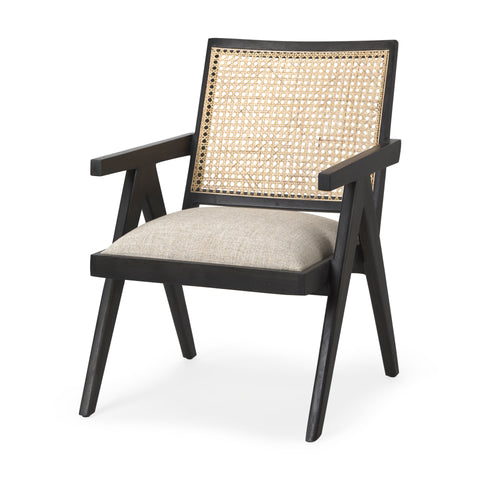 Donna Black Wood Cane Back Accent Chair -1
